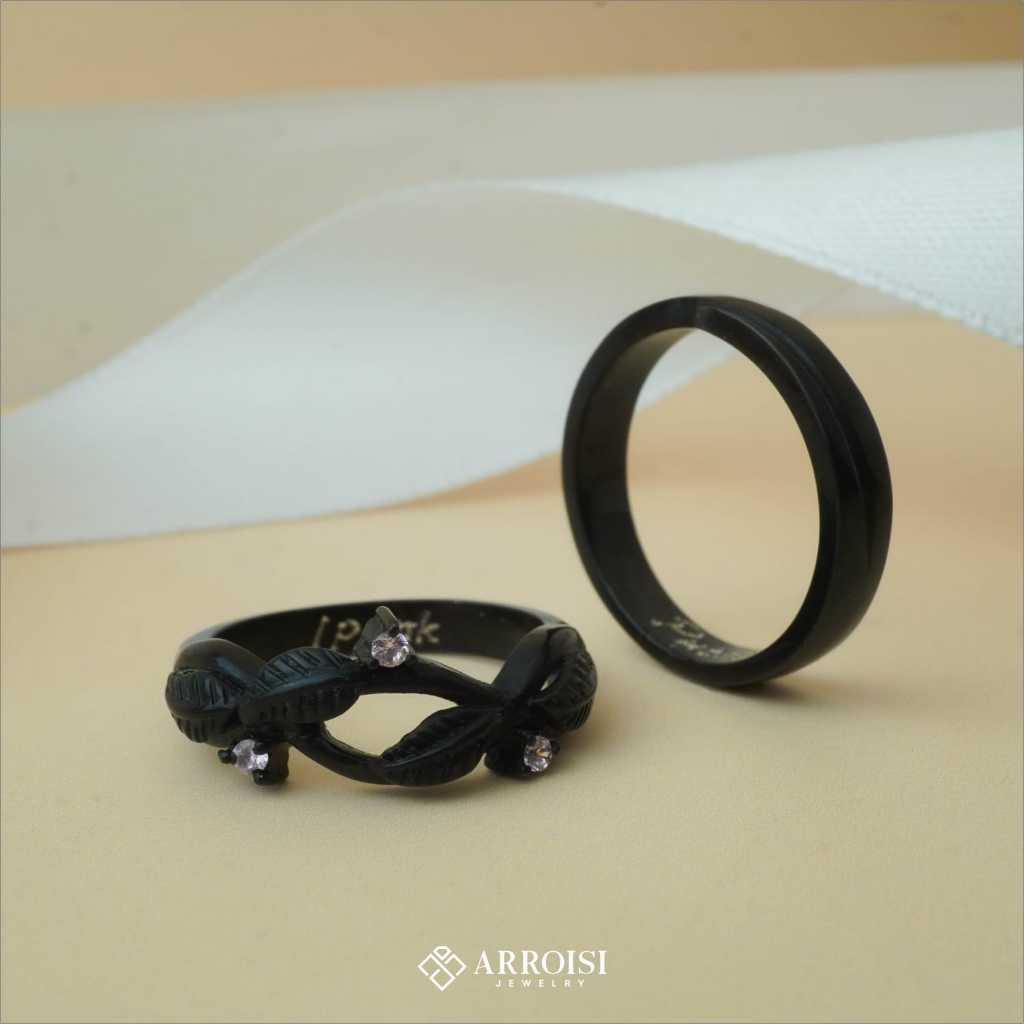 Cincin Couple Silver Black Rhodium