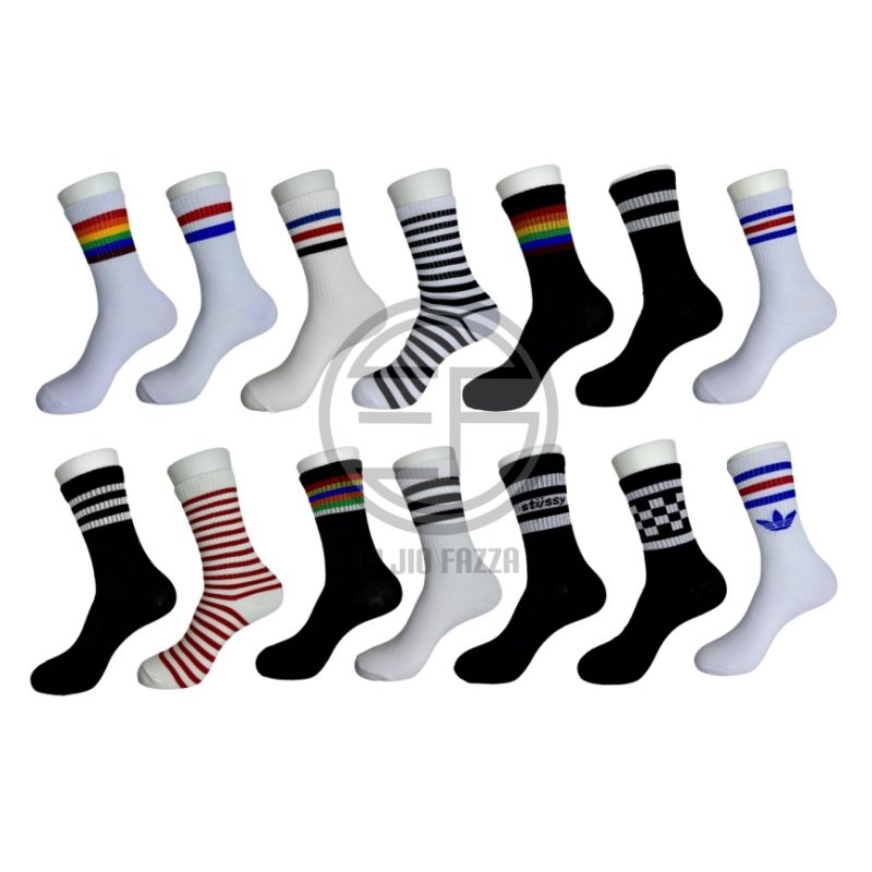 1lusin  kaos kaki oldschool panjang motif / kaos kaki motif oldschool