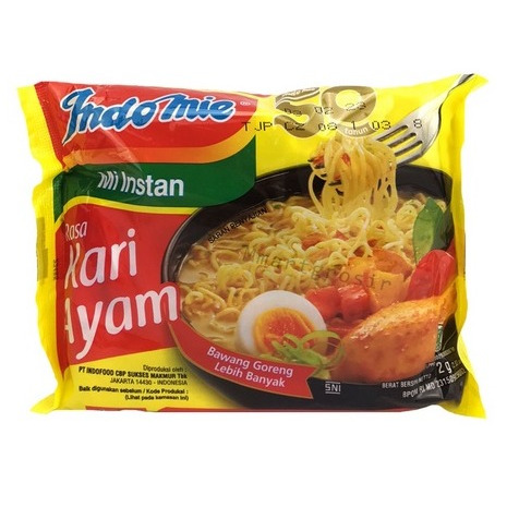 

Paketan isi 5 pcs Indomie Rasa Kari Ayam 72g / Mie Instan