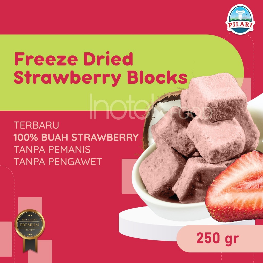 

FREEZE DRIED COCONUT STRAWBERRY BLOCKS - BUAH STRAWBERRY ASLI DAN KELAPA BENTUK KUBUS @250GR