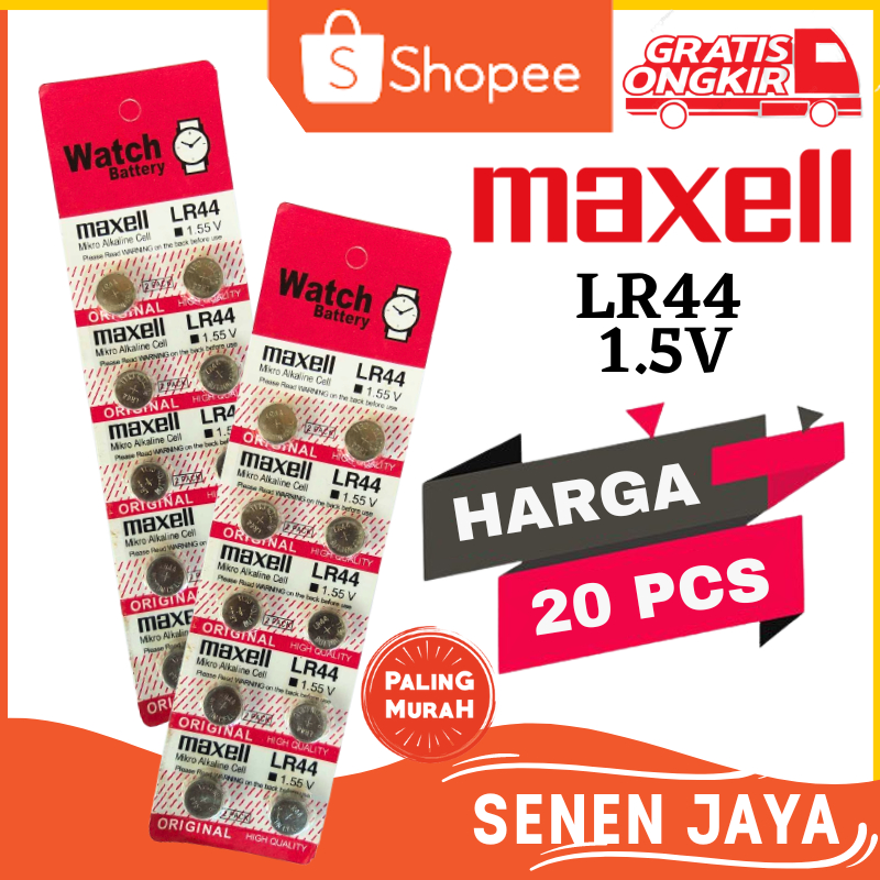 PROMO Baterai Kalkulator Maxell Casio Citizern Kancing LR44 Original Maxel AG13l kecil Batre laser M