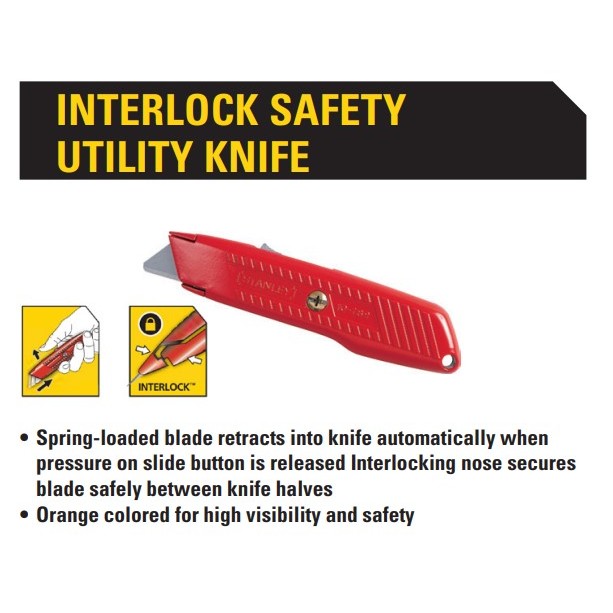 

Pisau cutter Interlock Safety Utility Knife w/Stanley 10-189C Original