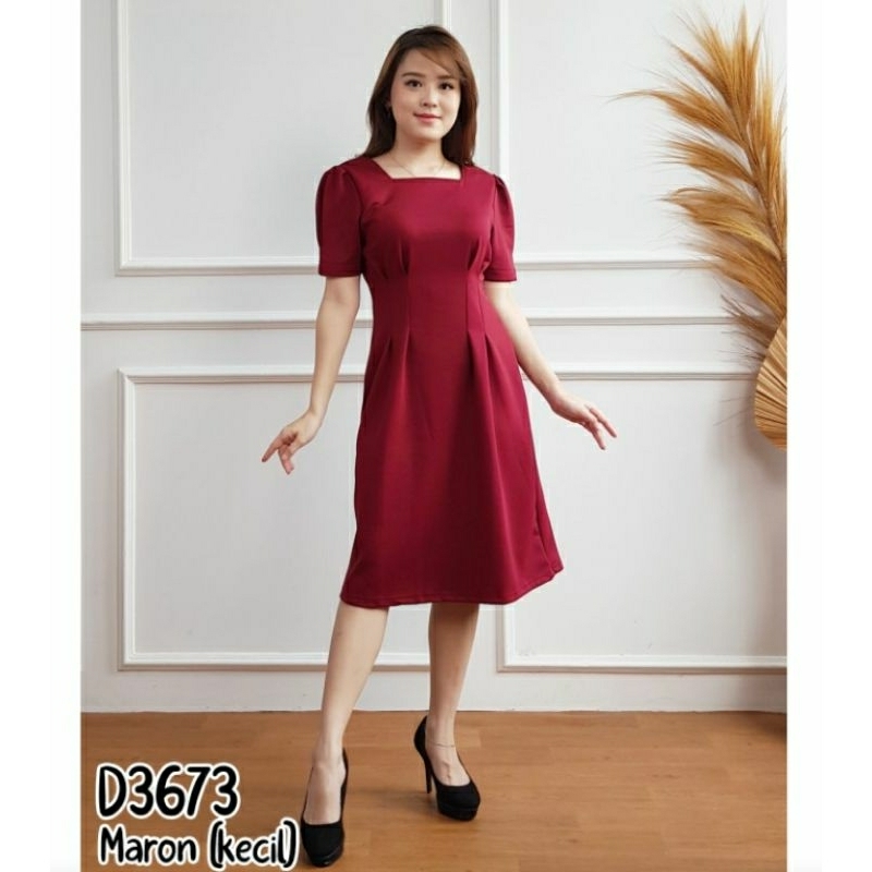 Dress scuba premium wanita pesta natal imlek