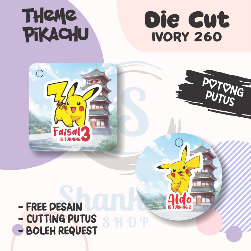 

Tag Bulat Kotak Ulang Tahun THEME PIKACHU /Tag Label Ulang Tahun / Hangtag Hampers Custom