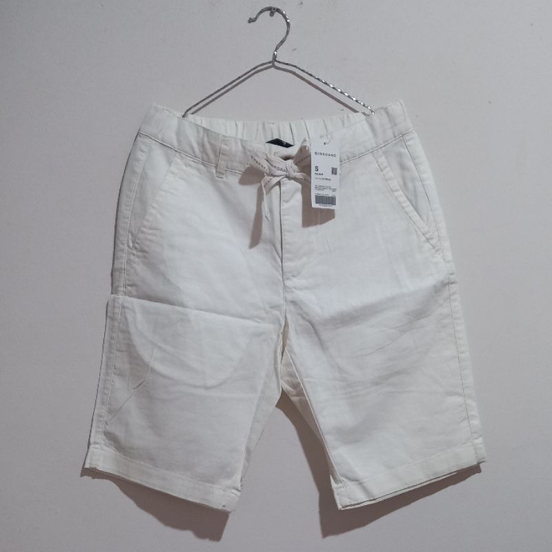 celana pendek linen pria giordano original
