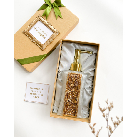 GOLD LINE SOAP DISPENSER HAMPER SET HADIAH ULTAH KADO SOUVENIR VIP SOUVENIR PERNIKAHAN