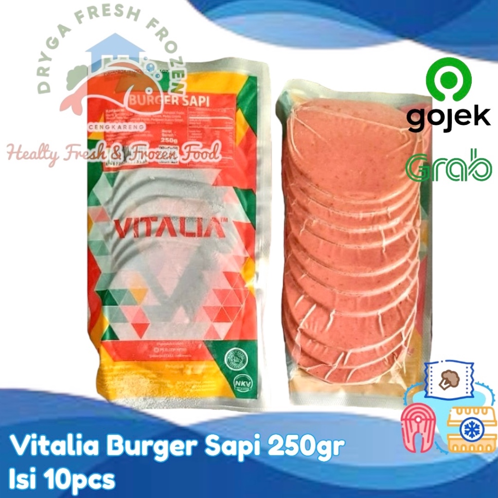 

Vitalia Burger Sapi 250gr Isi 10pcs