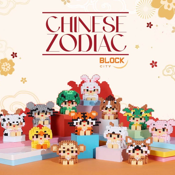 Produk Nano Block 12 Shio Series Balok Bentuk Hewan Lucu Nano Balok 3D Building Block Mainan Edukasi