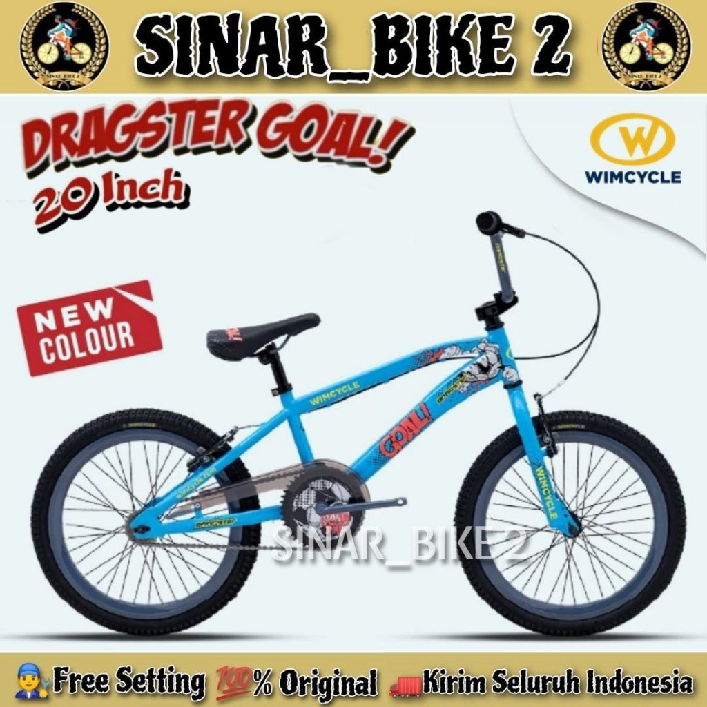 Sepeda Anak Laki BMX WIMCYCLE DRAGSTER GOAL Ukuran 20 Inch Usia 8-11 Tahun