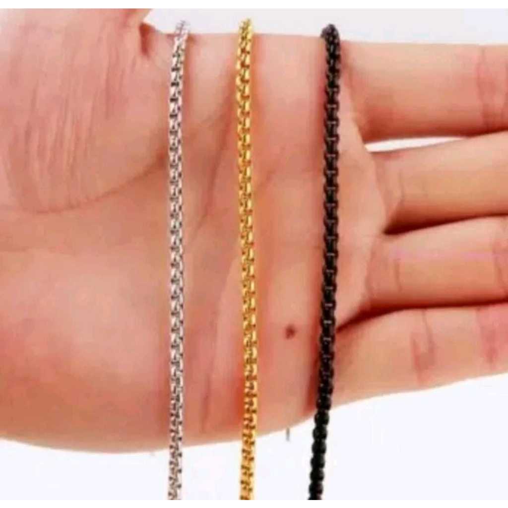 Kalung Pria Titanium Rantai Kotak Kalungnya Cowok Keren