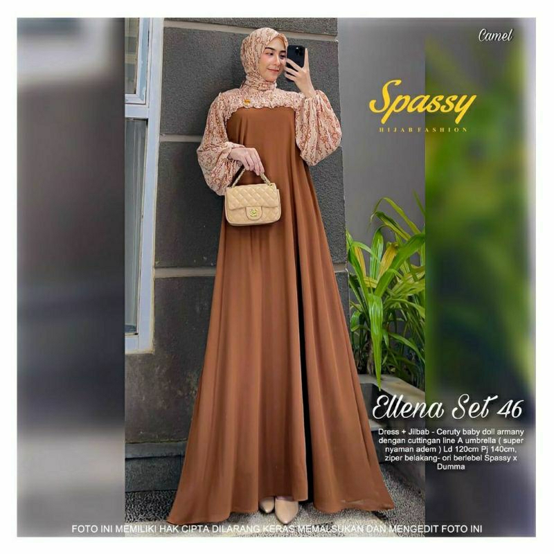 Ellena set 46 gamis set hijab gadung premium label