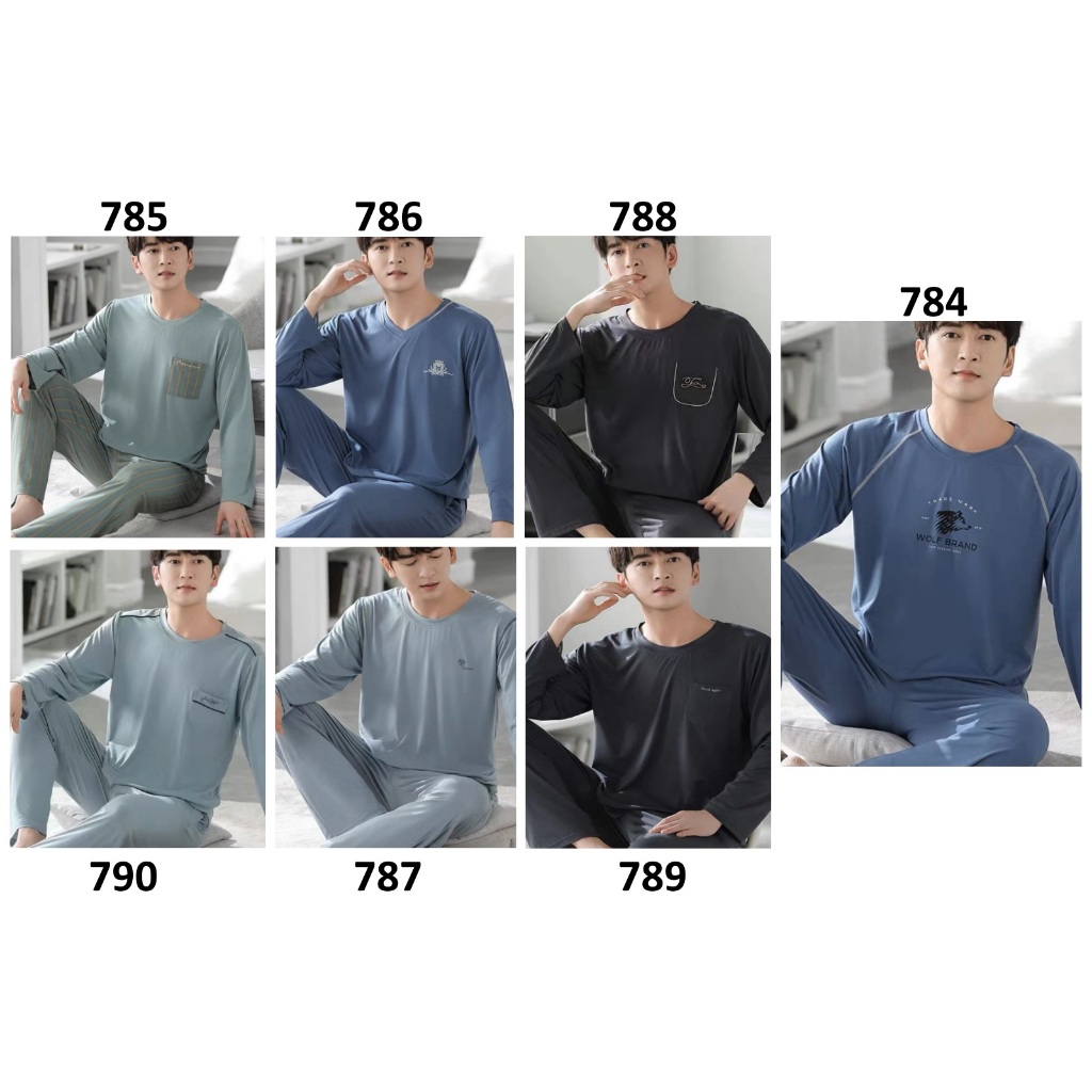 Piyama Pria Baju Tidur Pria Lengan Panjang Celana Panjang Polos