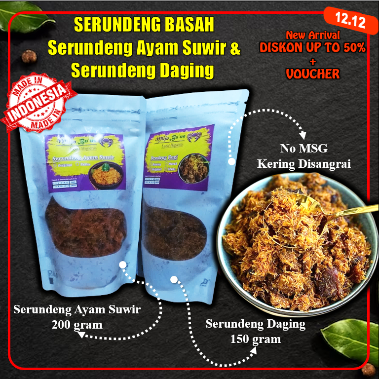 

Makanan Kering Siap Saji Bukan Fozen Food Basah Serundeng Daging & Srundeng Ayam Suwir Mlijo Bu Us