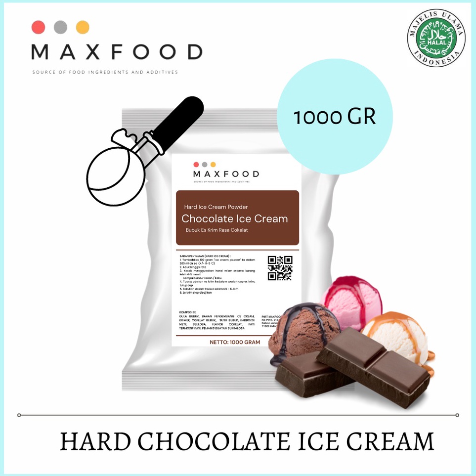 

MAXFOOD - Hard Chocolate Ice Cream / Bubuk Es Krim Rasa Cokelat 1 Kg