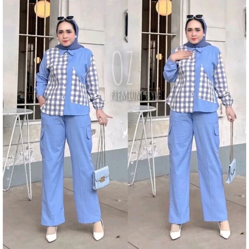 SETCEL WANITA CARGO MOTIF KOTAK BEST SELLER