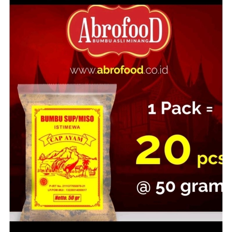 

Bumbu sup/miso Abrofood 50gr isi 20pc(Pack)
