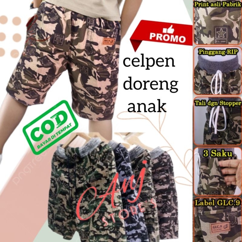 Celana Pendek Anak Army Doreng Laki laki Umur 1 2 3 4 5 6 7 8 9 -12 tahun Celpen Loreng Cowok Pria D