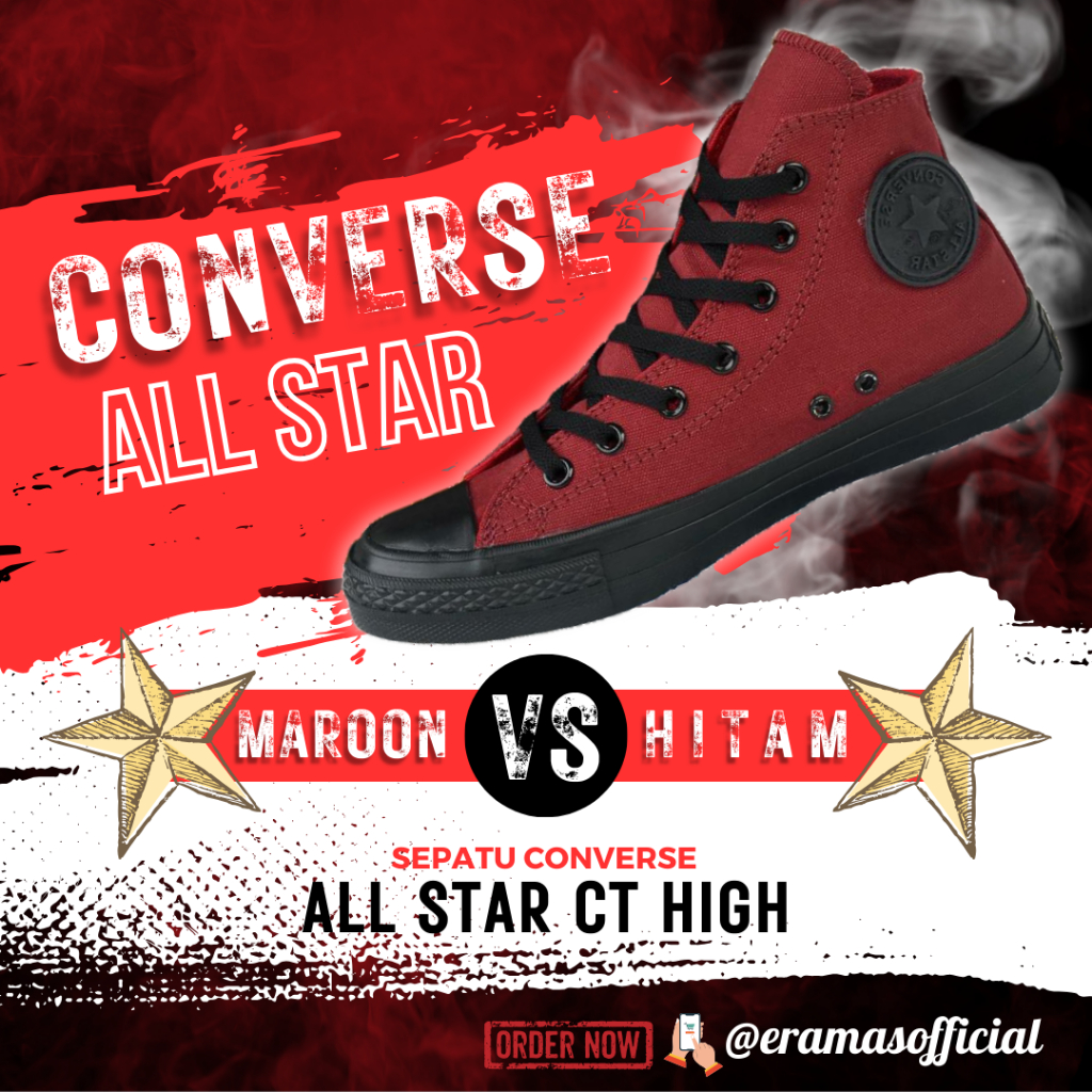 Sepatu Sneaker Converse All Star CT High Warna Maroon Hitam Spatu Srpatu Seoatu Sapatu Tinggi Conver
