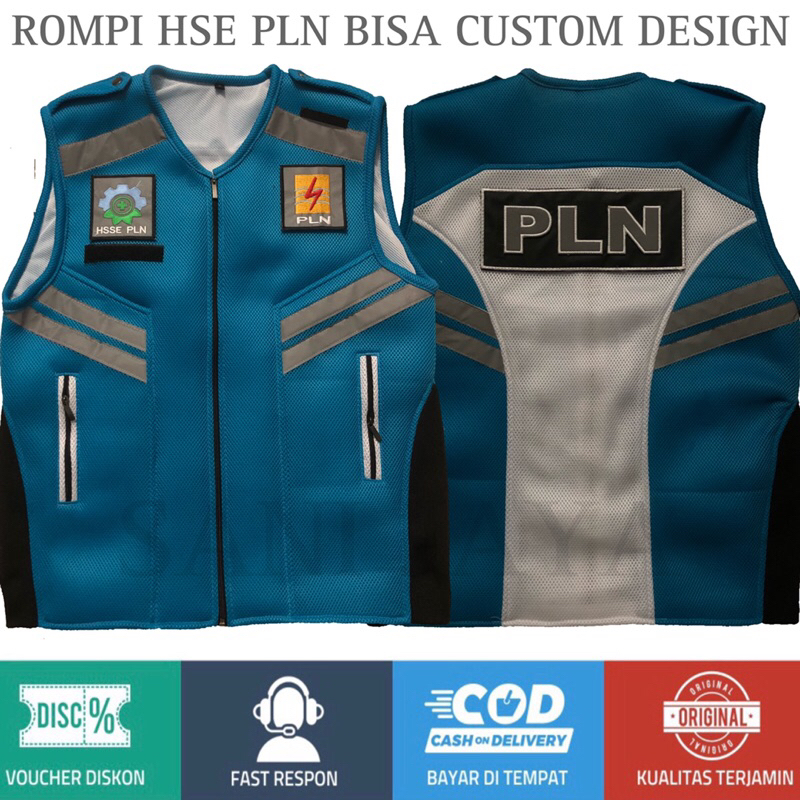 ROMPI HSE PLN | ROMPI HSE ROMPI PLN | VEST SAFETY KERJA LAPANGAN MURAH BISA CUSTOM DESIGN