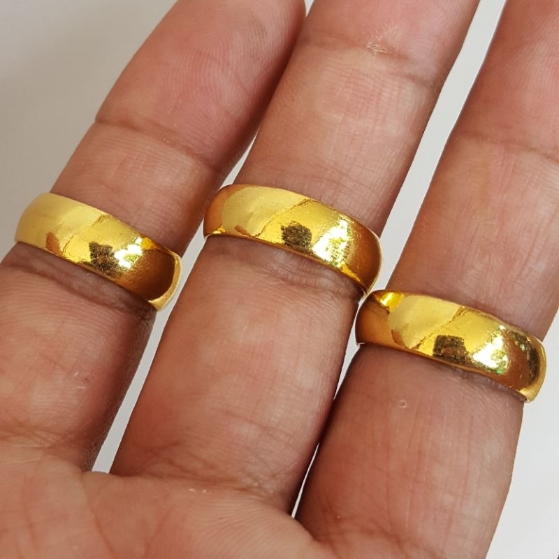 Cincin Polos Kawin Lapis Emas Warna Kuning 24k