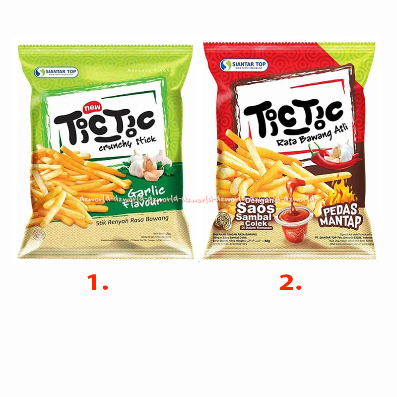 

Tictic Crunchy Stick 70gr Rasa Bawang Putih Asli Garlic Flavour Rasa Saos Sambal