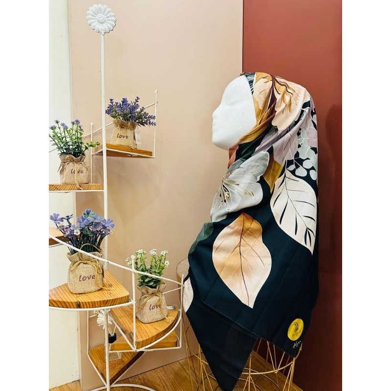 HIJAB VOAL NEW MOTIF DAUN/KERUDUNG SEGIEMPAT VOAL