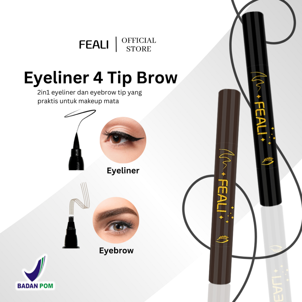 [BPOM] FEALI 2in1 Eyeliner Eyebrow 4 Tip brow Contouring Waterproof Long Lasting Anti Luntur