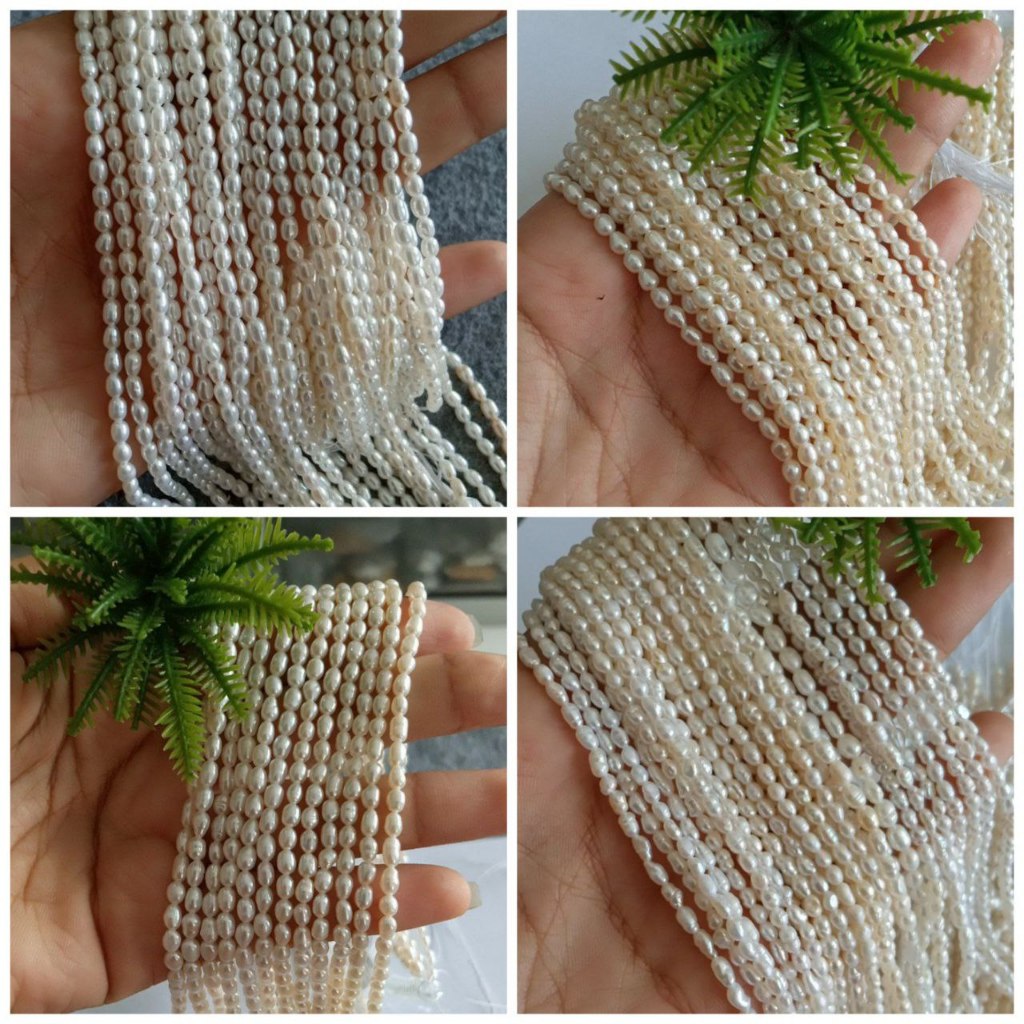 1 STRING MUTIARA AIR TAWAR/FRESHWATER PEARL OVAL 2-3MM, 3-4MM, 4-5MM WHITE, PINK, PURPLE, PEACH