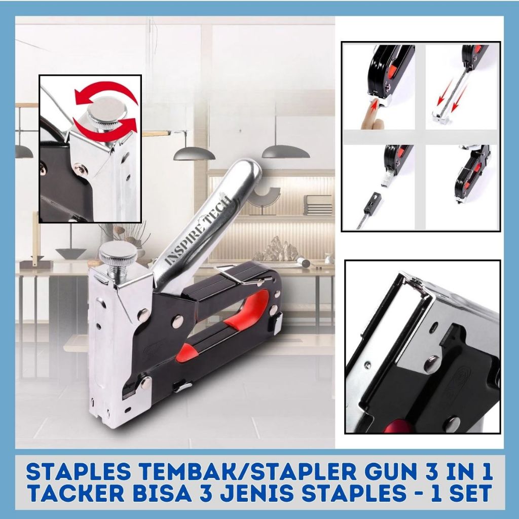 

Staples tembak/Stapler gun 3 in 1 tacker Bisa 3 Jenis Staples - 1 set