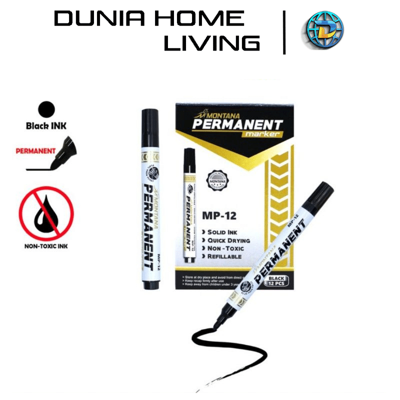 

DUNIA HOME LIVING SPIDOL 1pcs Montana V-TRO MP12 Permanent Hitam Bisa Diisi Ulang MP-12