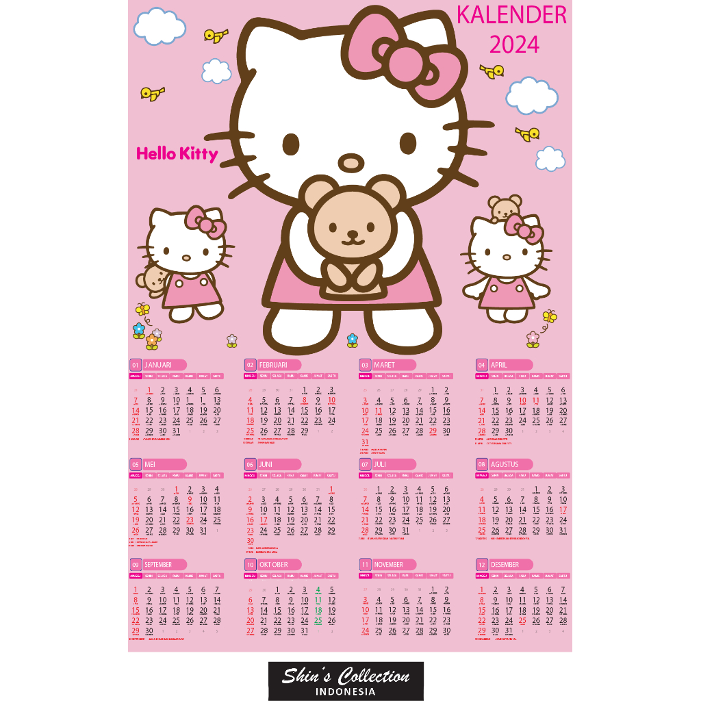 

kalender hello kitty Kuromi Keropi my melody Stitich Doraemon Cinnamoroll Lotso 2025 1 pc