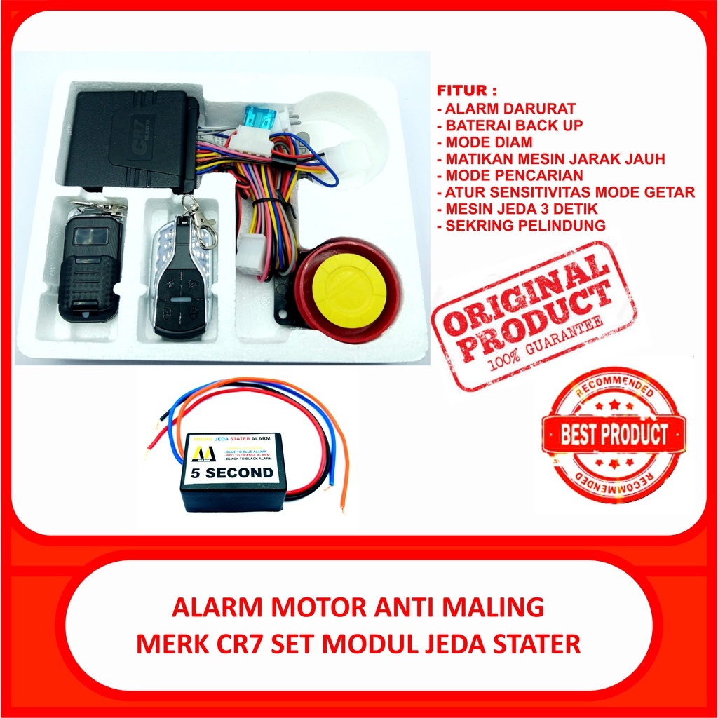 Alarm Motor / Alarm System / Kunci Pengaman alarm Motor Universal Untuk Semua Motor + Remot PNP Semu