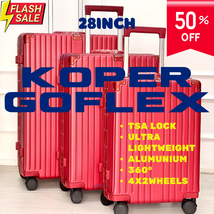 KOPER GOFLEX  28inch ORIGINAL 100% ALUMUNIUM ULTRA LIGHTWEIGHT TSA LOCK RODA PUTAR 360DERAJAT BAHAN 