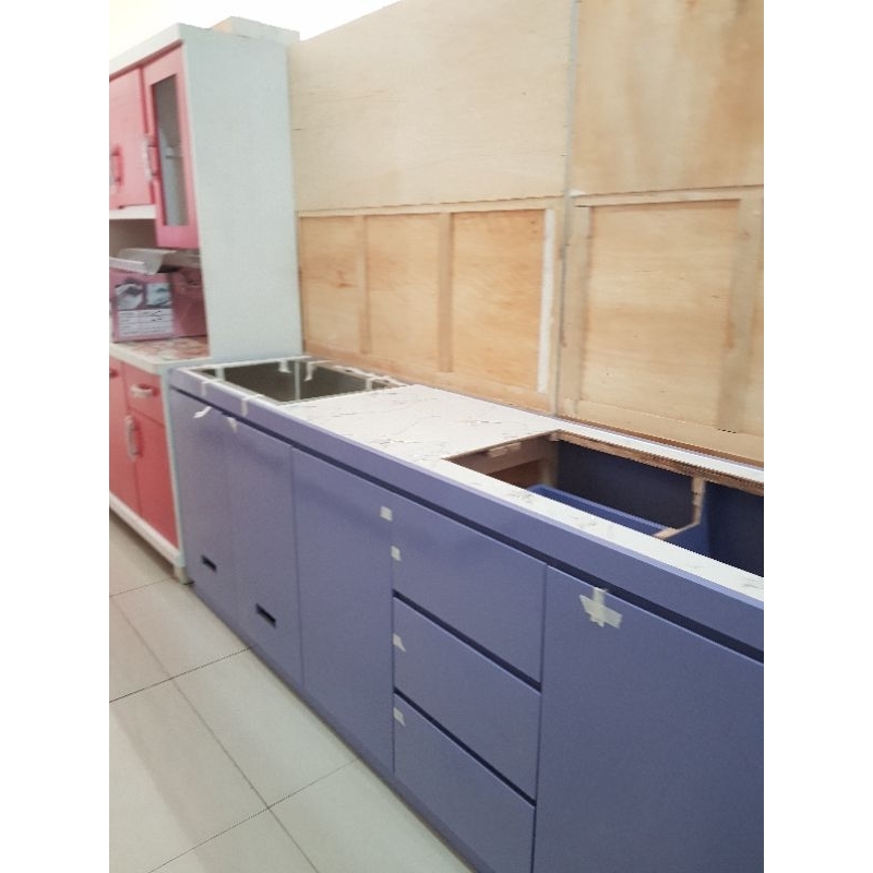 kitchen set 2 m top table granit tile dengan lubang sink dan lubang kompor