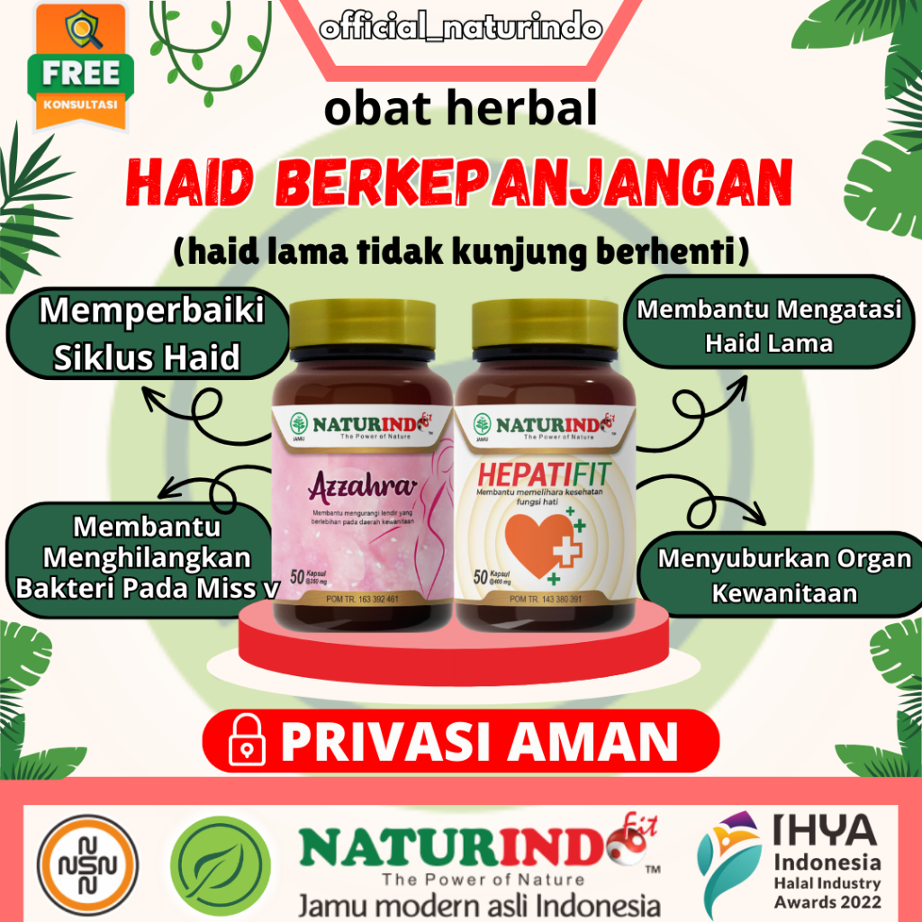 Obat Herbal Haid Berkepanjangan Haid Lama Pendarahan Saat Haid Menormalkan Hormon NATURINDO