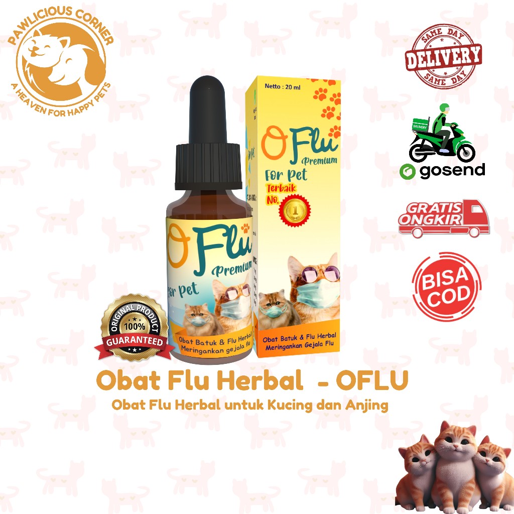 OFlu Obat Flu Dan Pilek Untuk Kucing dan Anjing Kitten Dan Dewasa Aman 20 Ml Ampuh