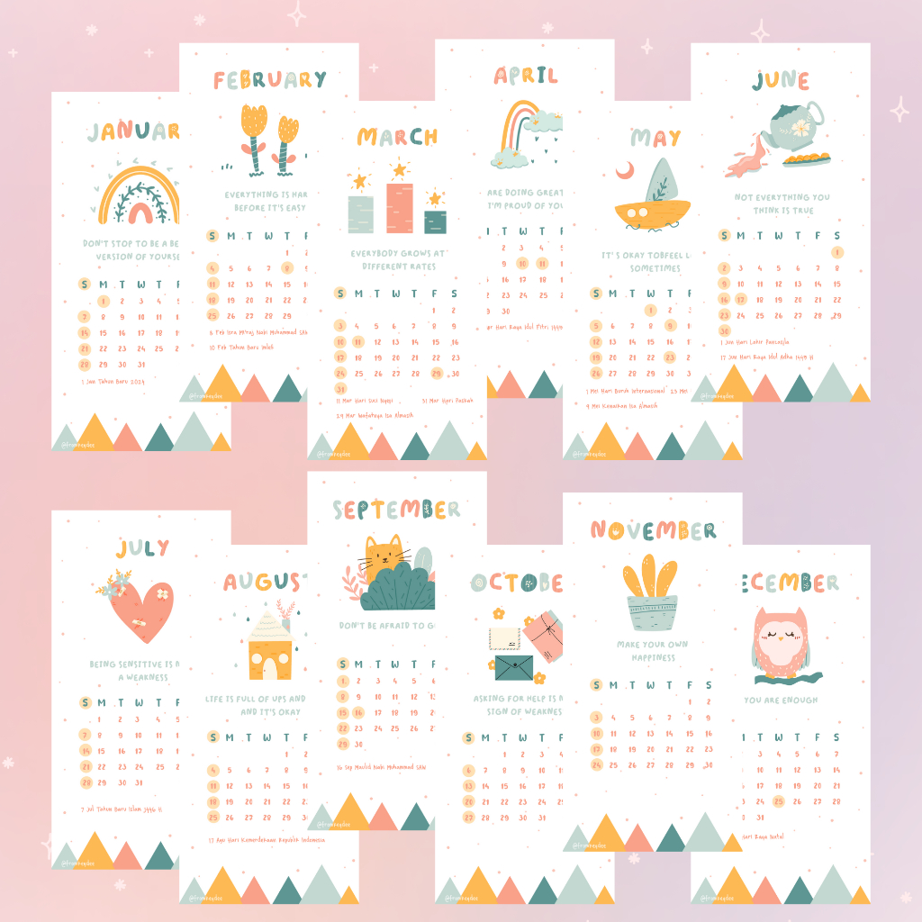 

KALENDER 2024 by Fromkeydee | DESK CALENDAR WALL CALENDAR AESTHETIC | Kalender meja estetik