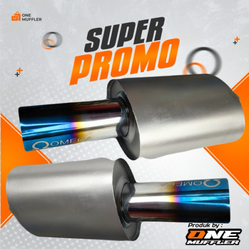 Knalpot Mobil Racing Omega Blue Semi Gahar Bass Kering Adem Bulat Muffler Omega Ngebass One Muffler