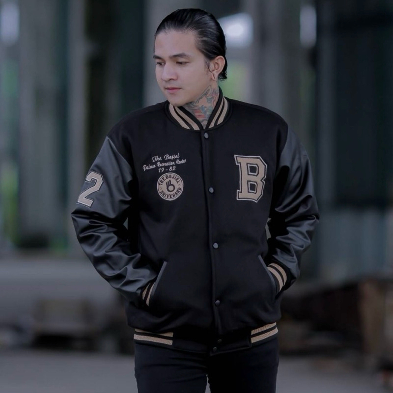 Jaket Varsity Baseball Tebal Tangan Kulit Bomber Pria Wanita Unisex Premium Jacket