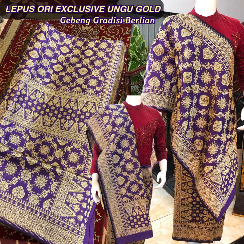 Exclusive Songket Lepus ORI Gebeng Gradiasi Berlian Ungu Gold /Lepus Gebeng warna ORI/songket tenun 