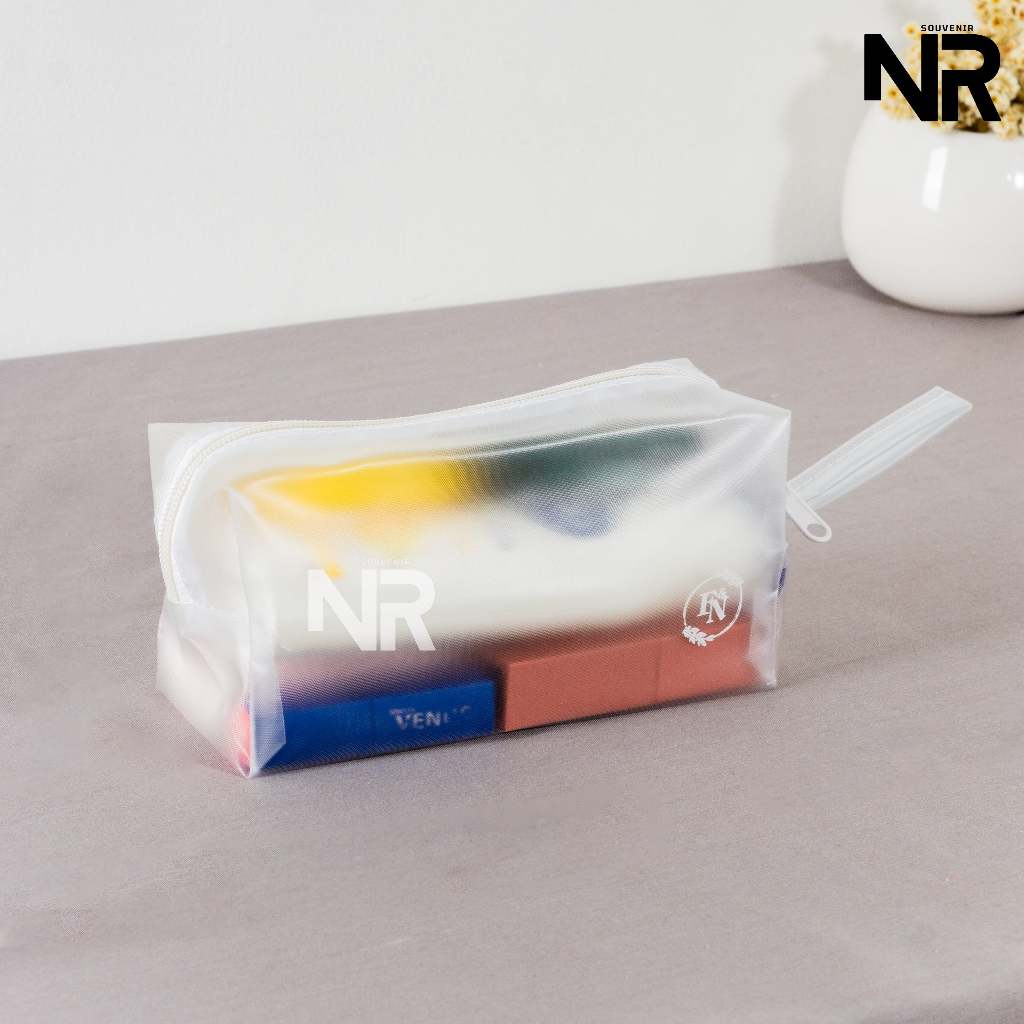 Pouch kubus jelly buram pouch make up sablon boxy kotak kubus ms glow makeup murah unik mika