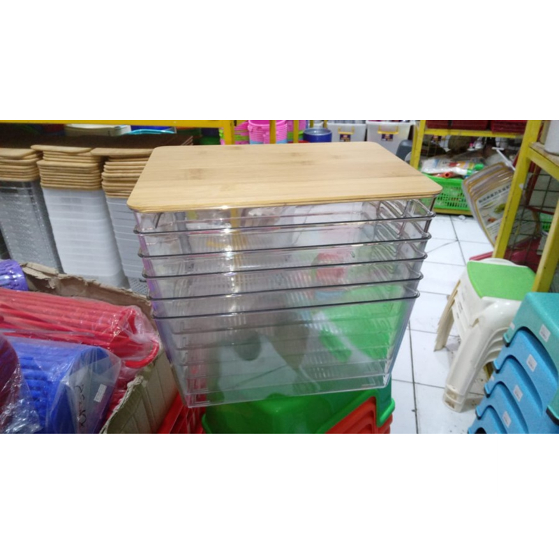 Kotak Penyimpanan Kulkas Container Transparan Acrylic Serbaguna 30x21