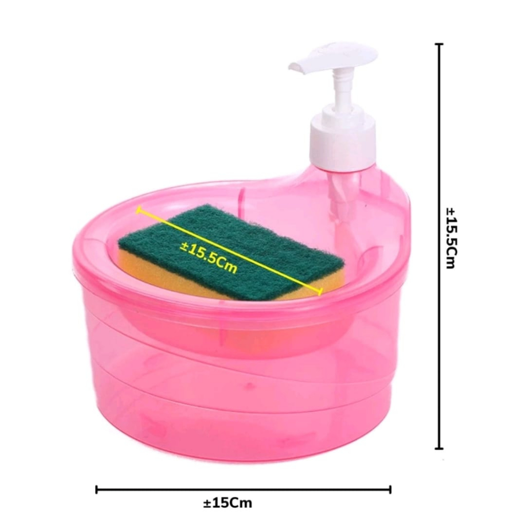 Tempat Sabun Bulat + Spons Cuci Piring 2in1 Dispenser Sabun Cair Botol Soap Lucu
