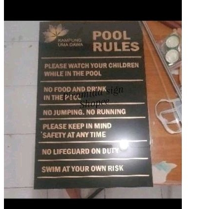 

sign tanda nama tulisan ruang aturan pool kolam rule akrilik