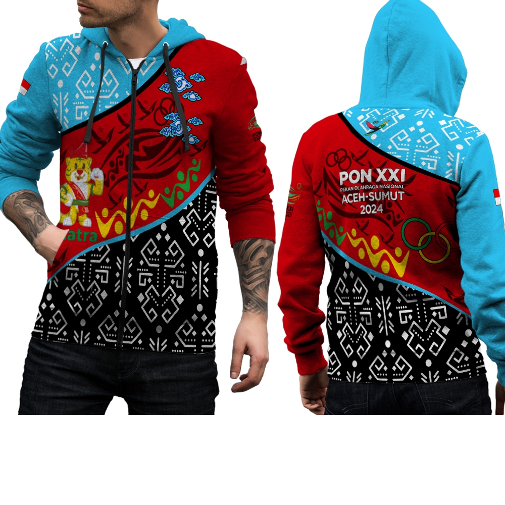 Jaket Hoodie Pria / Jaket Pon XXI Aceh Sumut / Jaket Sweater Pon Aceh Fullprint