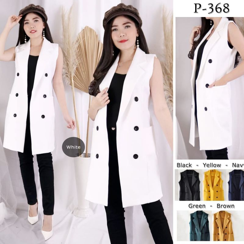 OUTER PUTIH SELUTUT ROMPI PANJANG LONG OUTER OFFICE CEWEK WANITA OUTER SCUBA