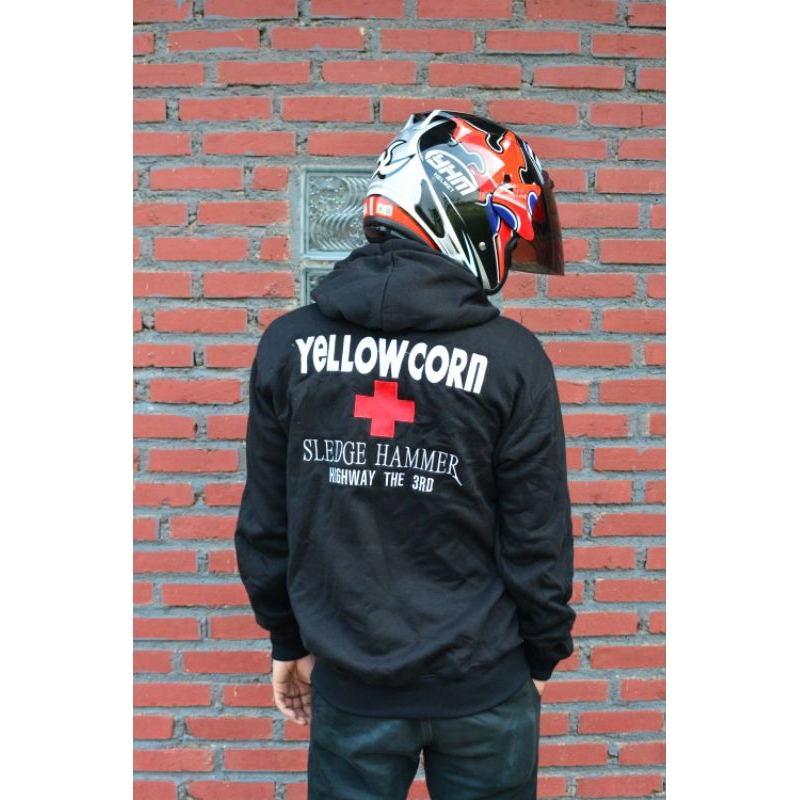 Hoodie sweater yellow corn full bordir