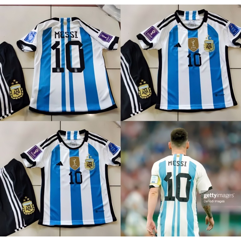 JERSEY BAJU BOLA ARGENTINA HOME KIDS ANAK FULLPATCH MESSI