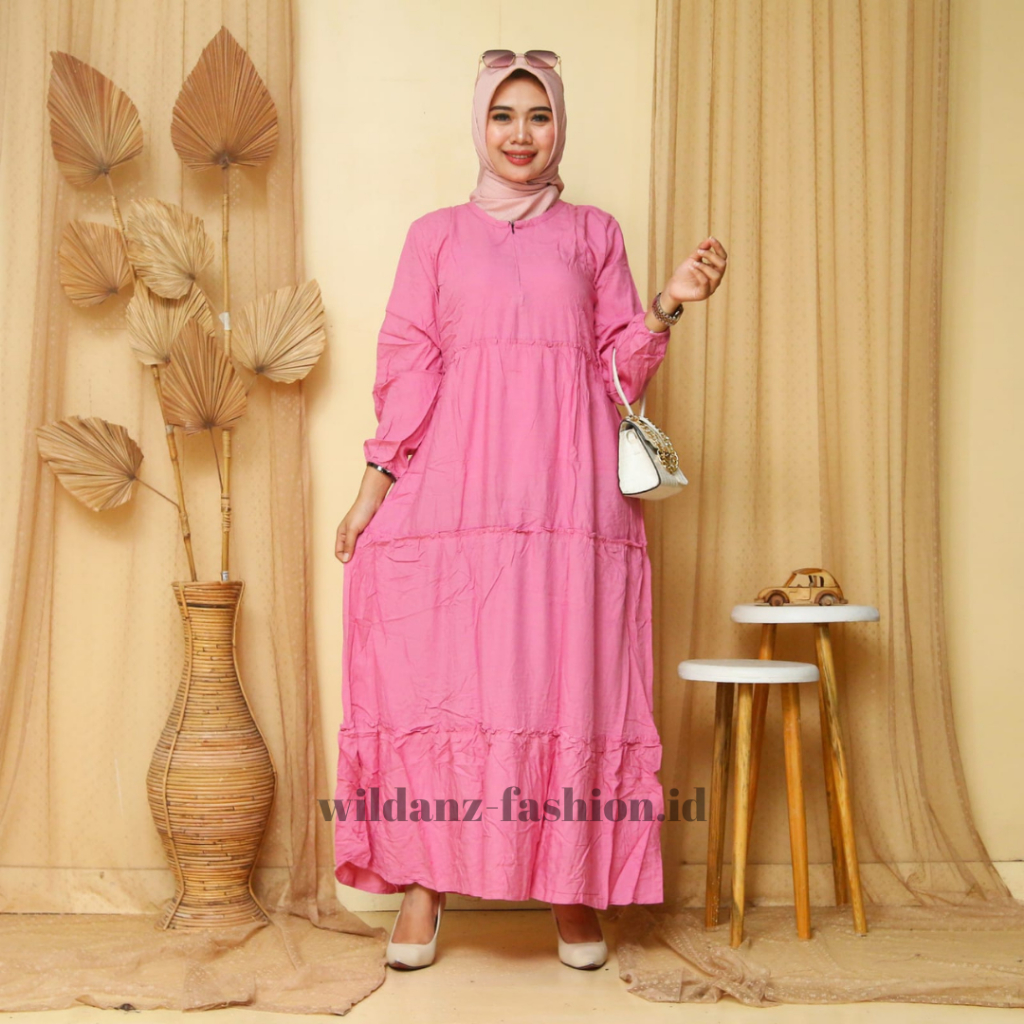 Gamis Susun Rayon Gamis Ruffle Homey Dress Rayon Gamis Rayon Susun Amanda Polos Rempel Wanita Gamis 