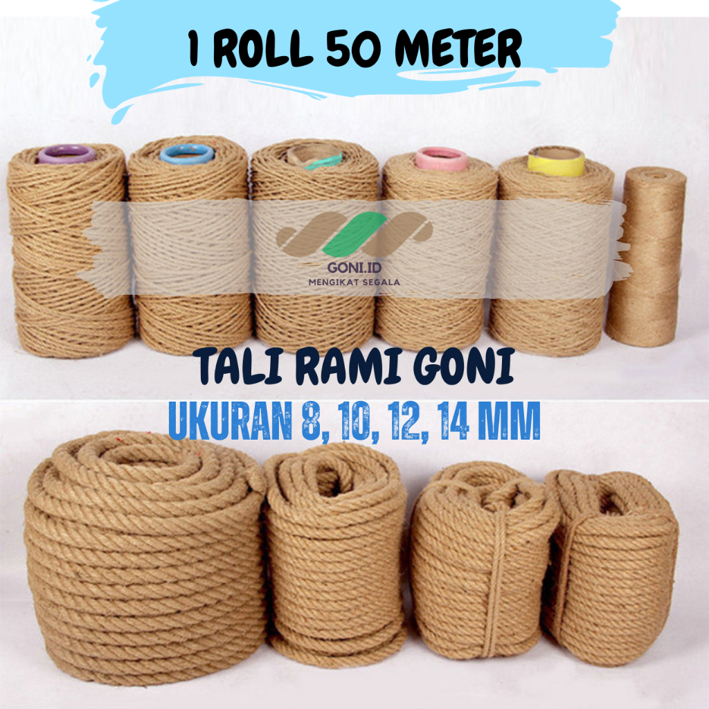 

TALI RAMI GONI 50 METER (1 ROLL) 8mm, 10mm, 12mm, 14mm TERMURAH Tali Rami Tali Kerajian Souvenir Tali Undangan Tali Garukan Cakaran Kucing Tali DIY